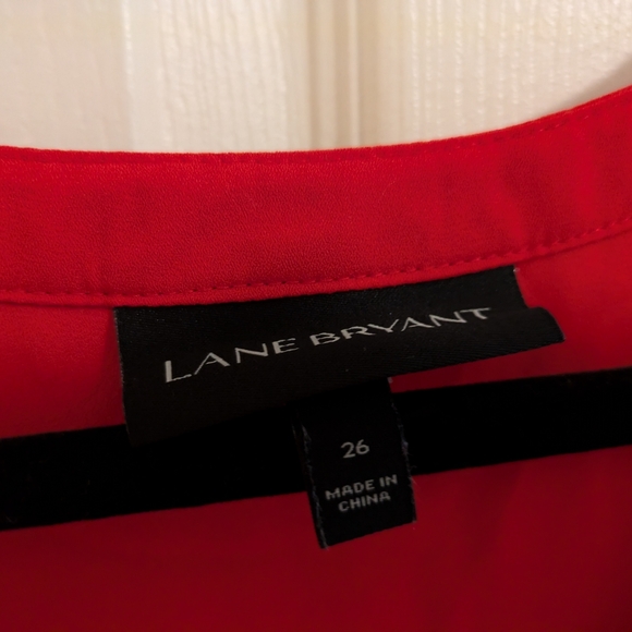 Lane Bryant red, tie front blouse, size 26 - Picture 5 of 11